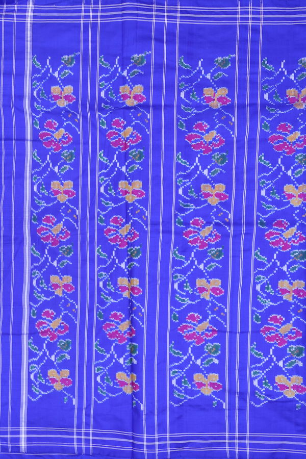 Pochampally Silk Saree In Indigo Blue With Parrot Design
