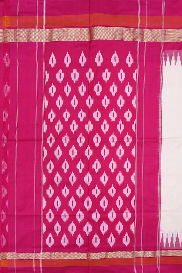 Pochampally Silk Saree In Ivory With Contrast Border
