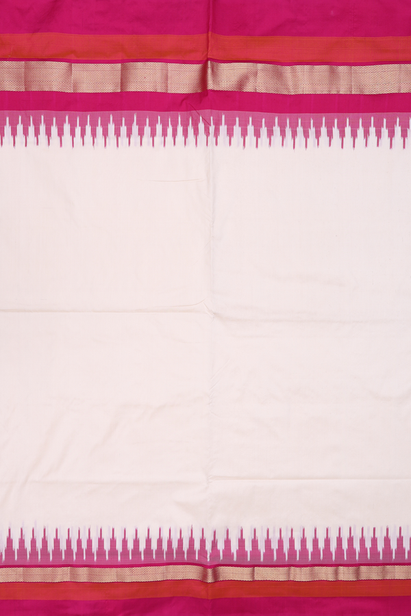 Pochampally Silk Saree In Ivory With Contrast Border
