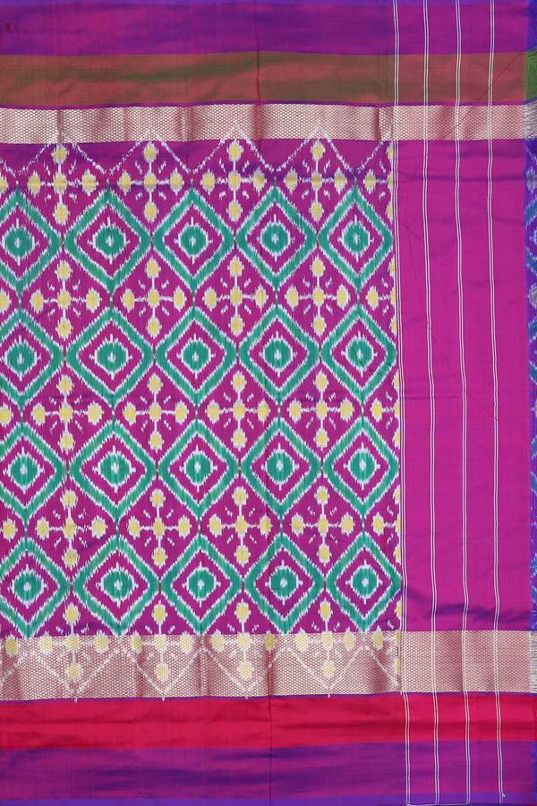 Pochampally Silk Saree In Lemon Yellow With Contrast Border