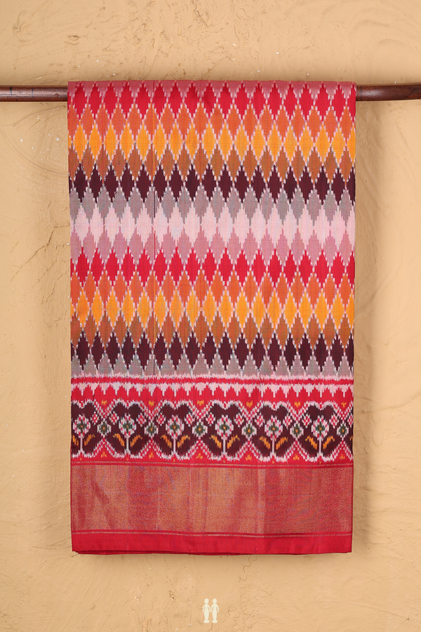 Pochampally Silk Saree In Multicolor With Allover Design