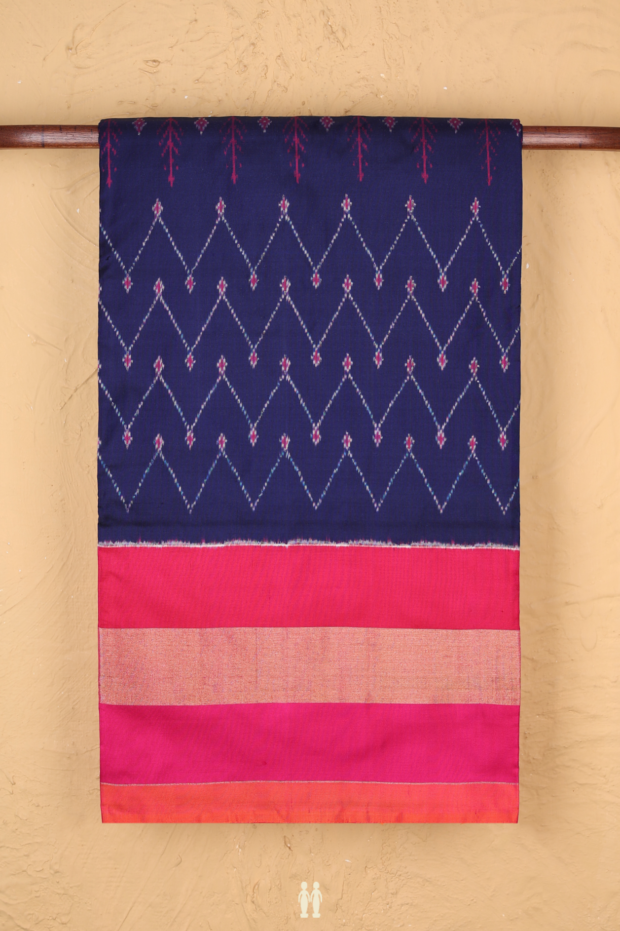 Pochampally Silk Saree In Navy Blue With Allover Design