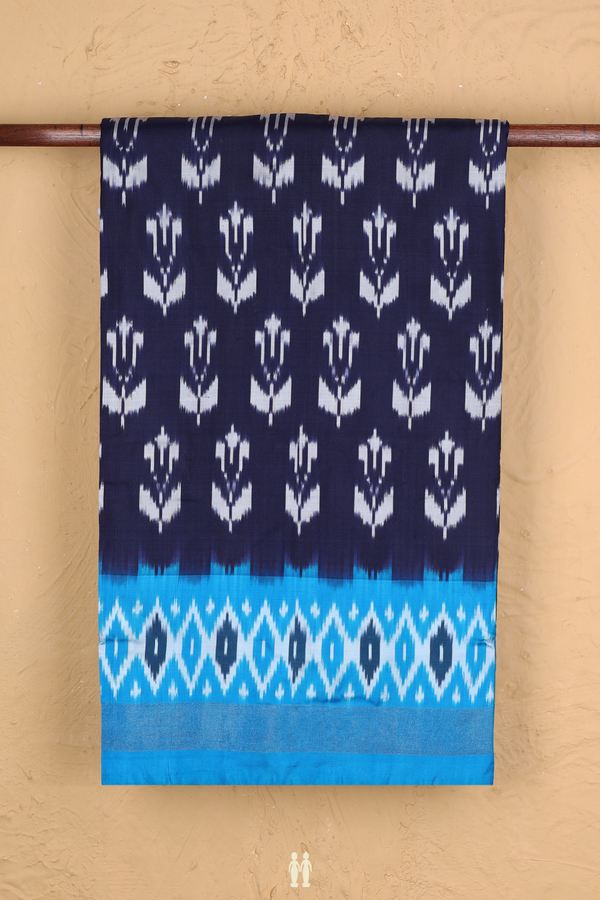 Pochampally Silk Saree In Navy Blue With Printed Design