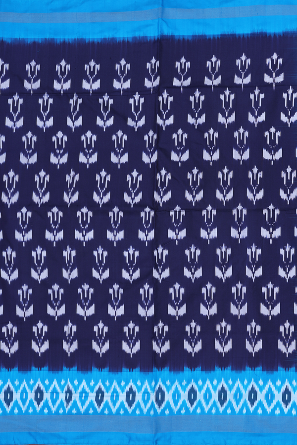 Pochampally Silk Saree In Navy Blue With Printed Design