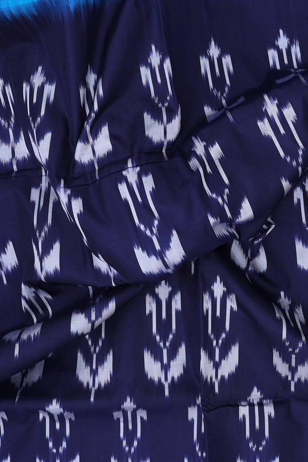Pochampally Silk Saree In Navy Blue With Printed Design