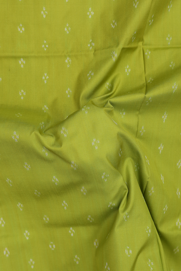 Pochampally Silk Saree In Olive Green With Printed Buttis