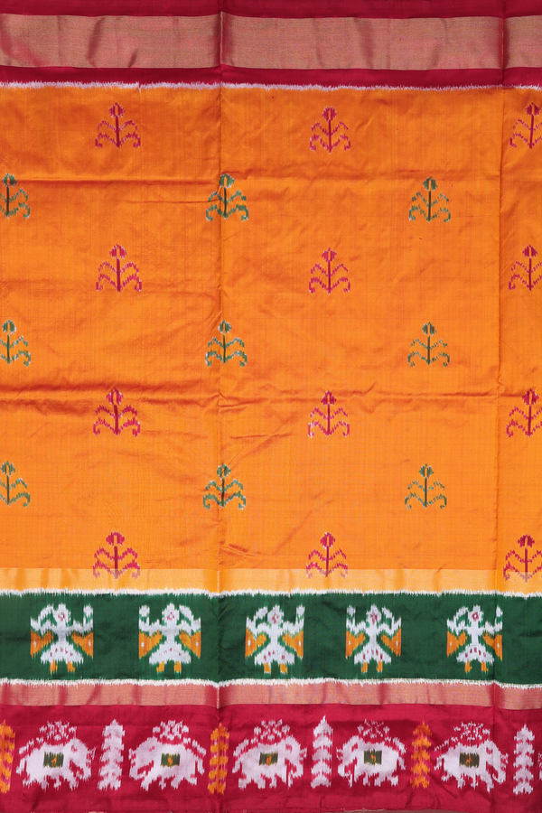 Pochampally Silk Saree In Orange With Allover Design