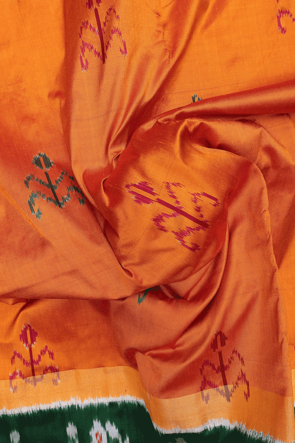 Pochampally Silk Saree In Orange With Allover Design