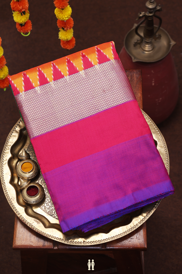 Pochampally Silk Saree In Orange With Contrast Border