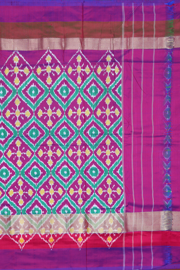 Pochampally Silk Saree In Orange With Contrast Border