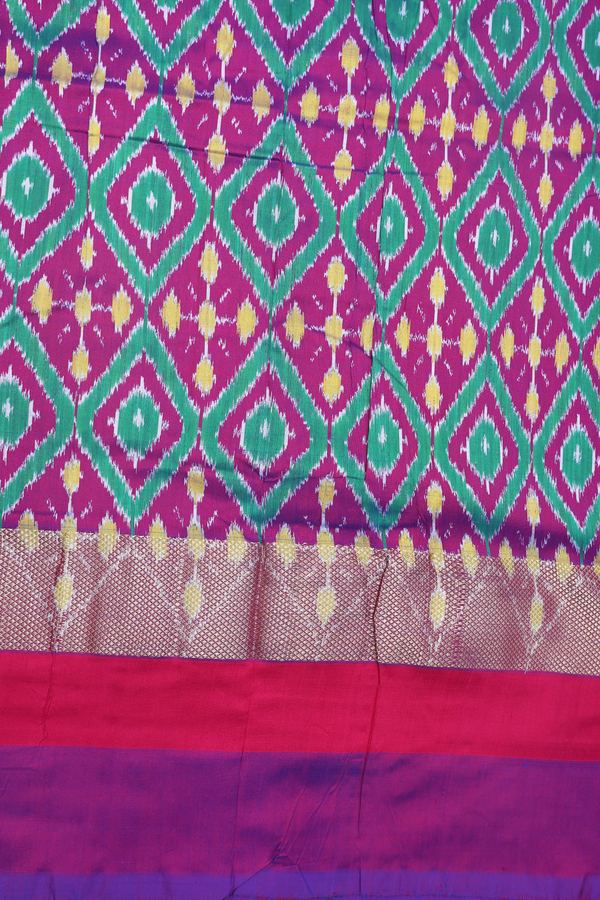 Pochampally Silk Saree In Orange With Contrast Border