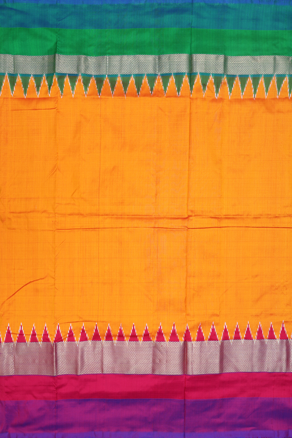 Pochampally Silk Saree In Orange With Contrast Border