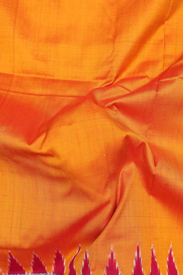 Pochampally Silk Saree In Orange With Contrast Border