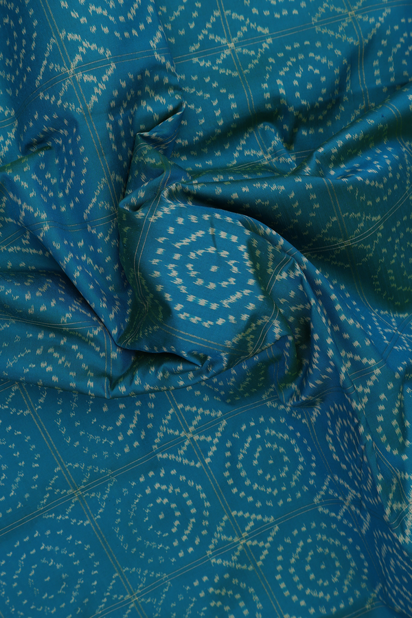 Pochampally Silk Saree In Peacock Blue With Allover Design
