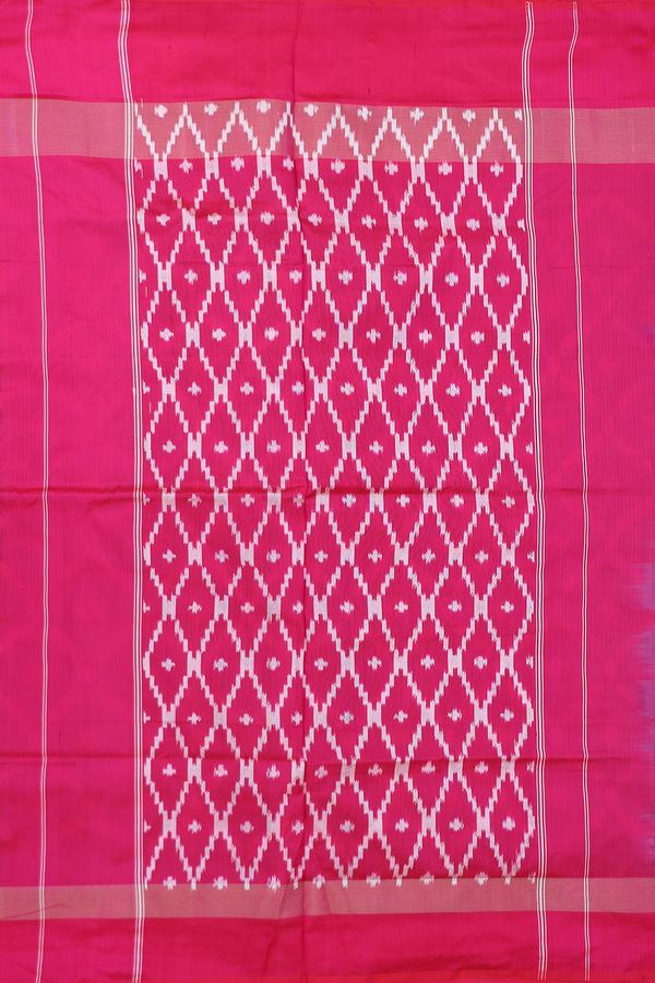 Pochampally Silk Saree In Pigeon Blue With Ogee Design
