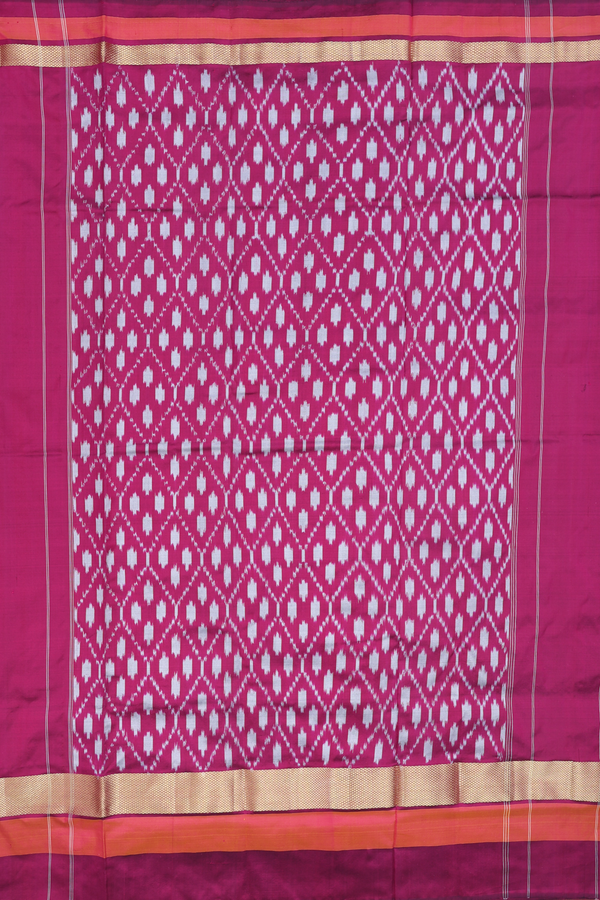 Pochampally Silk Saree In Plain Grey With Contrast Border