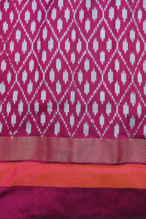 Pochampally Silk Saree In Plain Grey With Contrast Border
