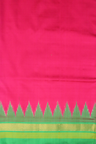 Pochampally Silk Saree In Plain Magenta With Contrast Border