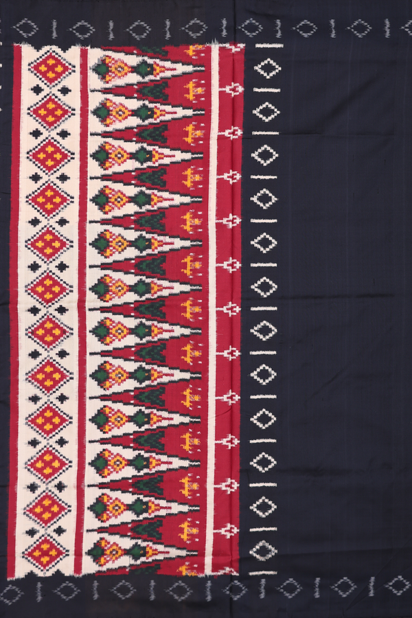 Pochampally Silk Saree In Plain Multicolor With Diamond Border