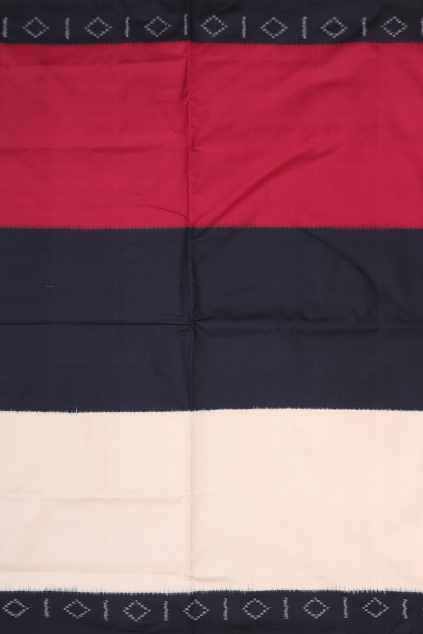 Pochampally Silk Saree In Plain Multicolor With Diamond Border