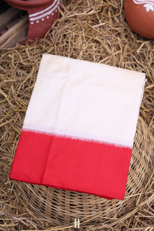 Pochampally Silk Saree In Plain White With Contrast Border