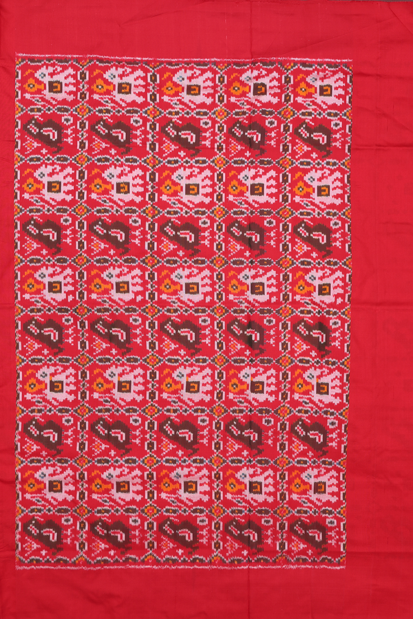 Pochampally Silk Saree In Plain White With Contrast Border