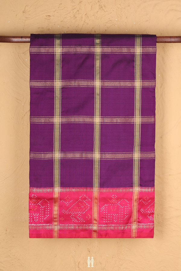 Pochampally Silk Saree In Purple With Checks Design