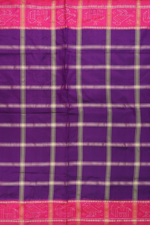 Pochampally Silk Saree In Purple With Checks Design