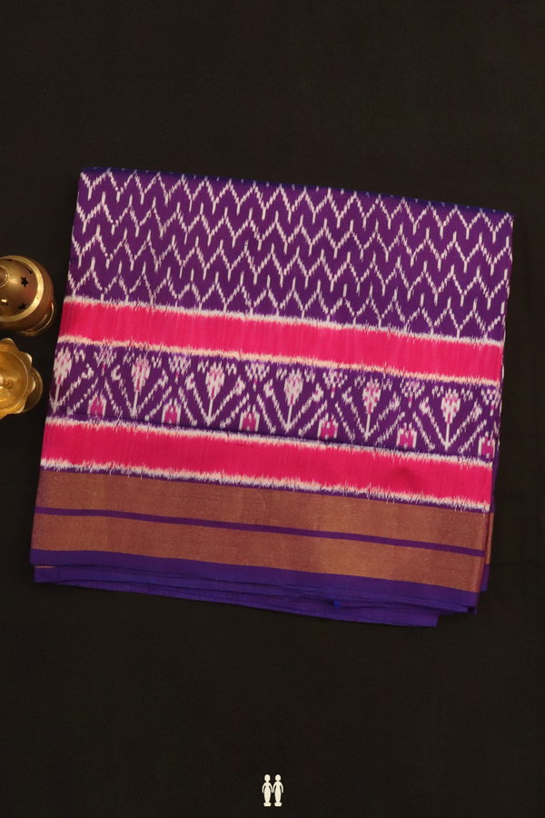 Pochampally Silk Saree In Purple With Chevron Design