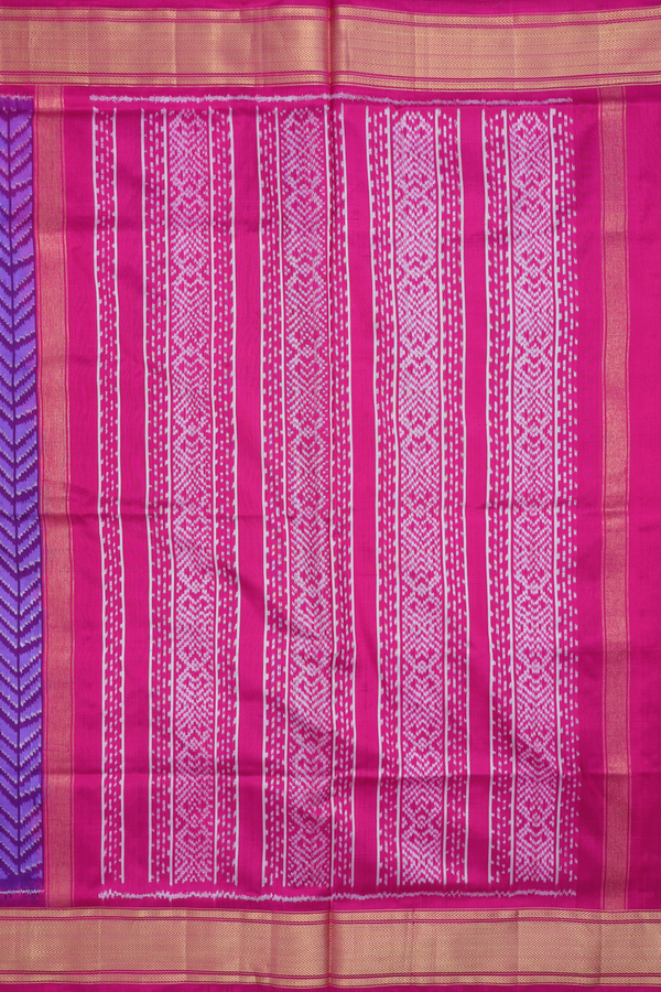 Pochampally Silk Saree In Purple With Chevron Design