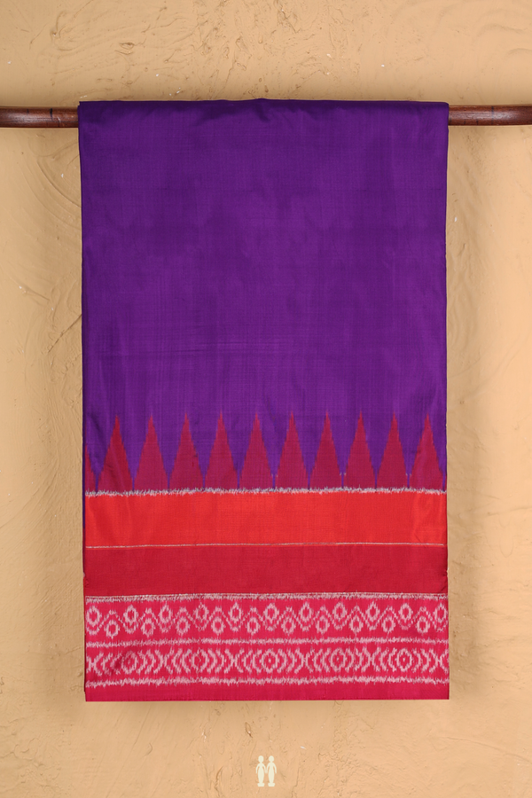 Pochampally Silk Saree In Purple With Contrast Border