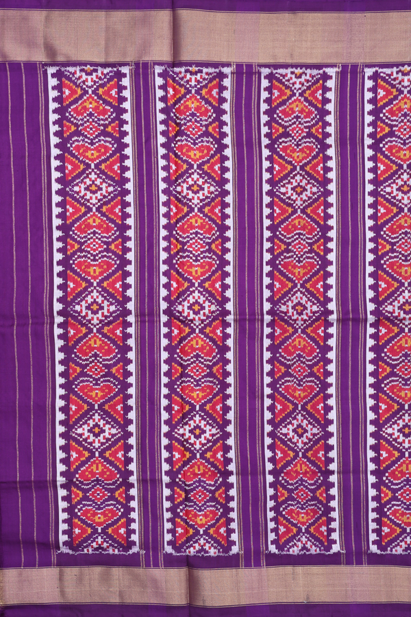 Pochampally Silk Saree In Purple With Parrot Design