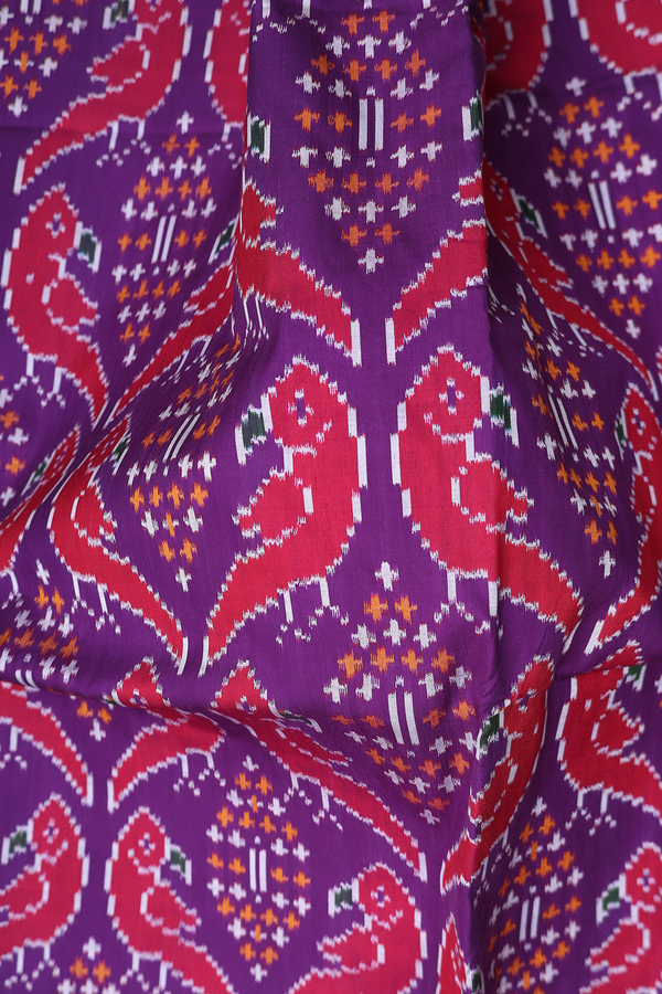 Pochampally Silk Saree In Purple With Parrot Design
