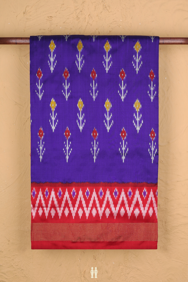 Pochampally Silk Saree In Purple With Printed Buttas