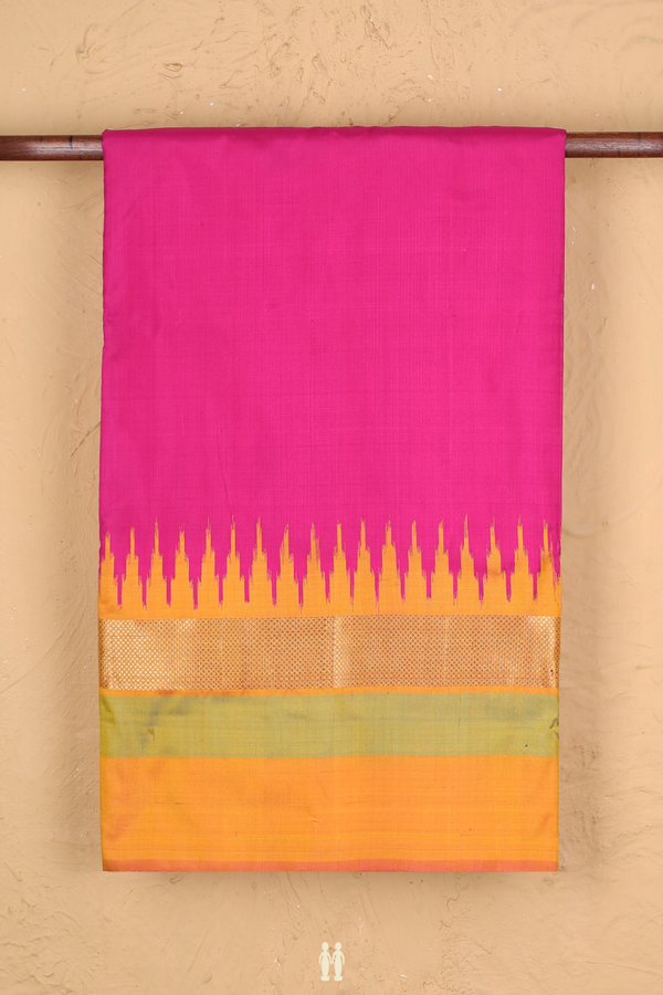 Pochampally Silk Saree In Rani Pink With Contrast Border