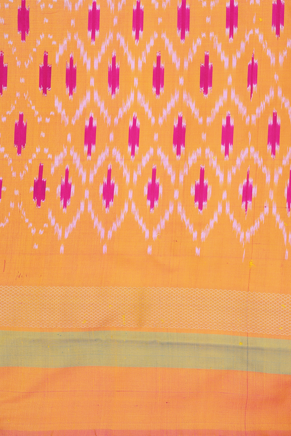 Pochampally Silk Saree In Rani Pink With Contrast Border