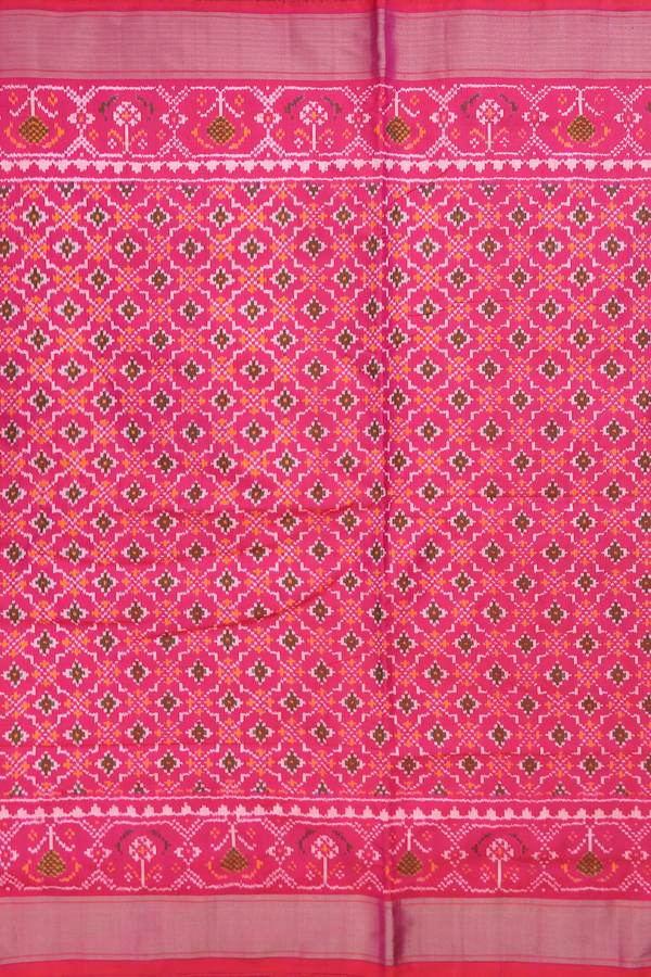 Pochampally Silk Saree In Rani Pink With Ikat  Design