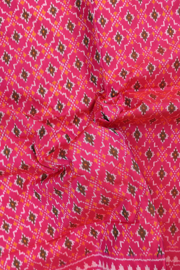 Pochampally Silk Saree In Rani Pink With Ikat  Design
