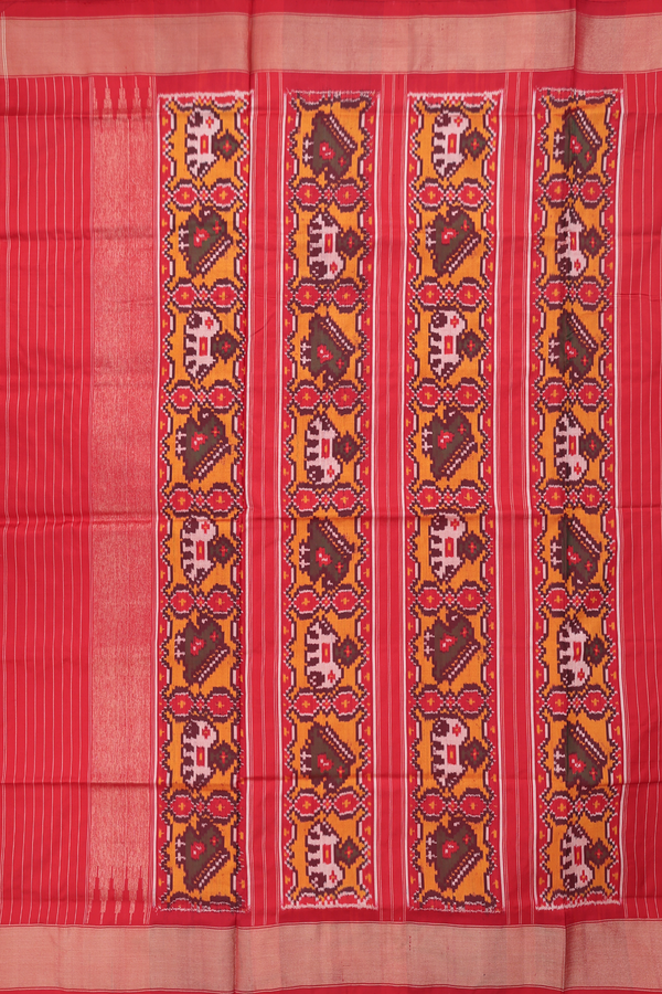 Pochampally Silk Saree In Red And White With Checks Design