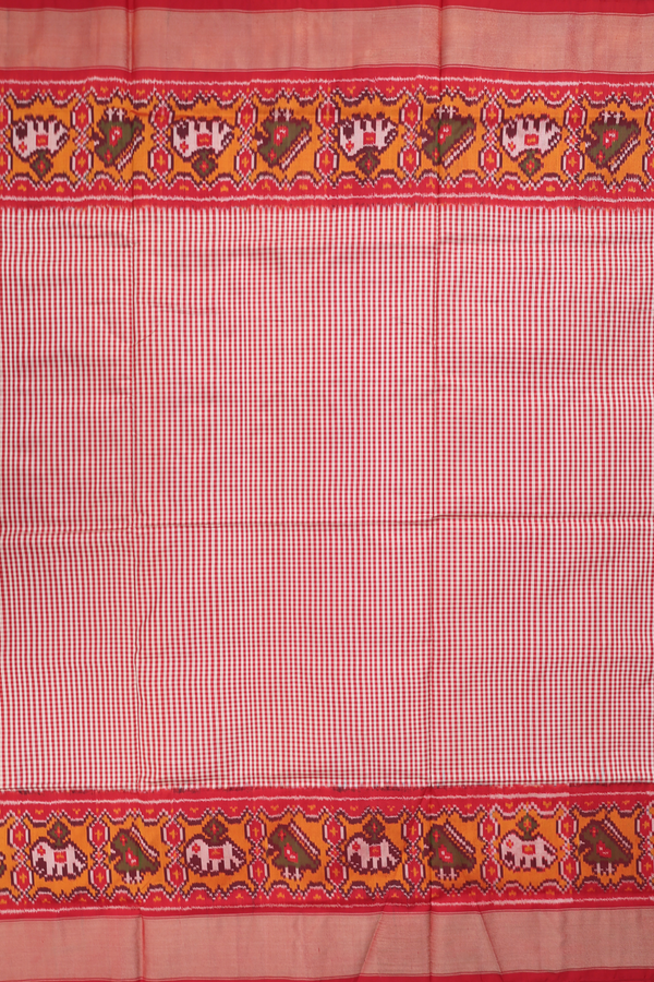 Pochampally Silk Saree In Red And White With Checks Design