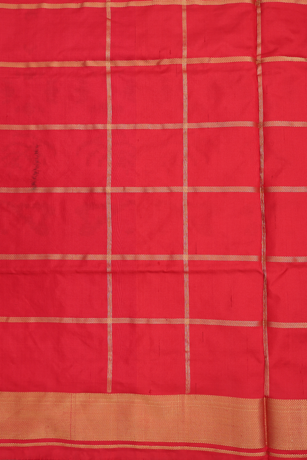 Pochampally Silk Saree In Red With Checks Design