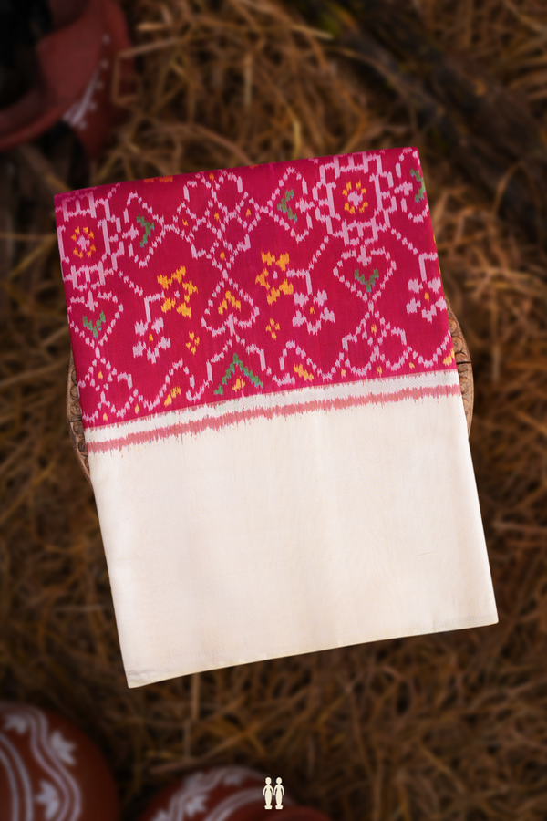 Pochampally Silk Saree In Rose Red With Allover Design