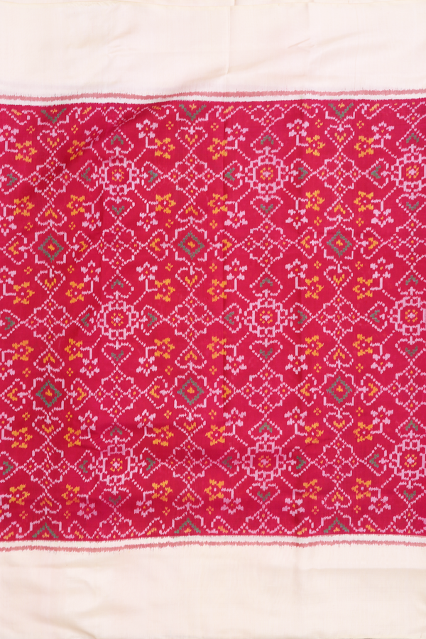 Pochampally Silk Saree In Rose Red With Allover Design