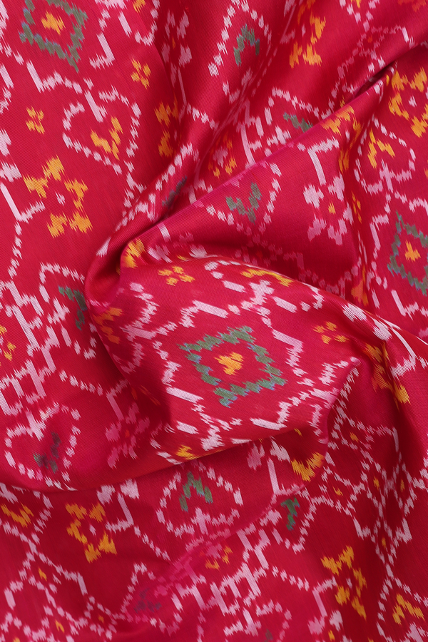 Pochampally Silk Saree In Rose Red With Allover Design