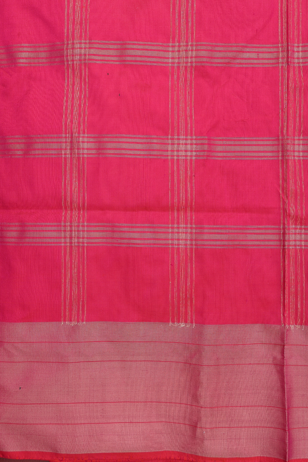 Pochampally Silk Saree In Rose Red With Checks Design