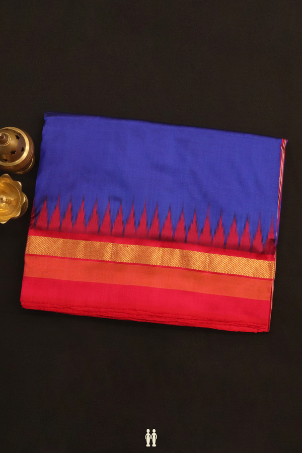 Pochampally Silk Saree In Royal Blue With Contrast Border