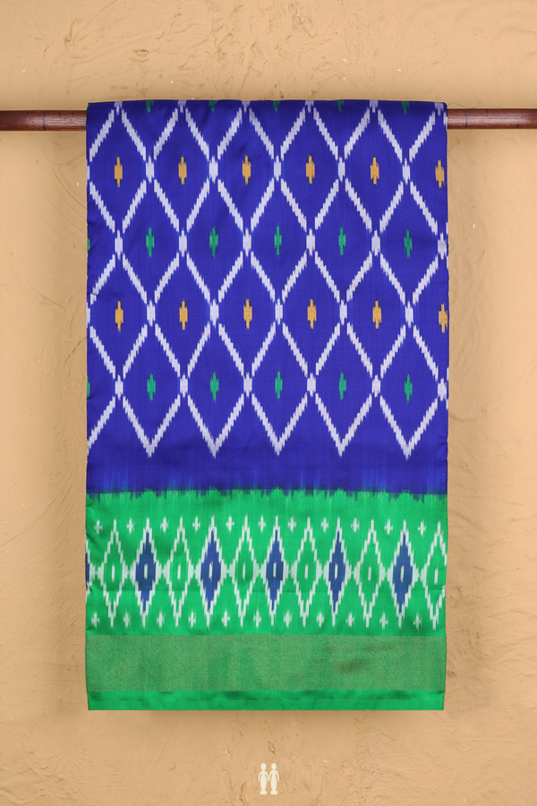 Pochampally Silk Saree In Royal Blue With Diamond Design