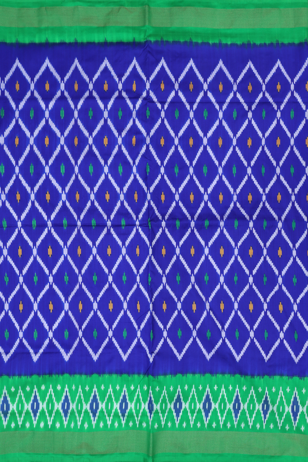 Pochampally Silk Saree In Royal Blue With Diamond Design
