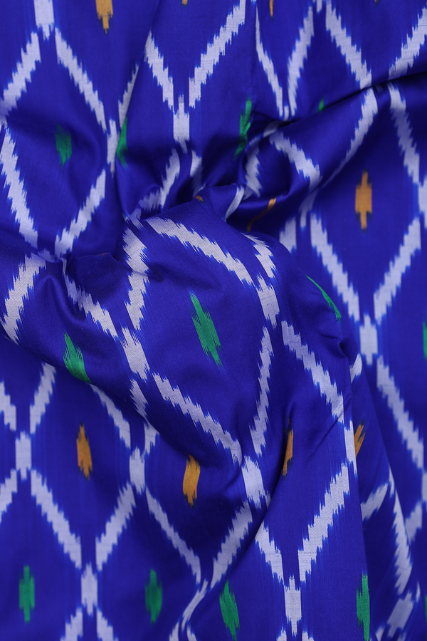 Pochampally Silk Saree In Royal Blue With Diamond Design