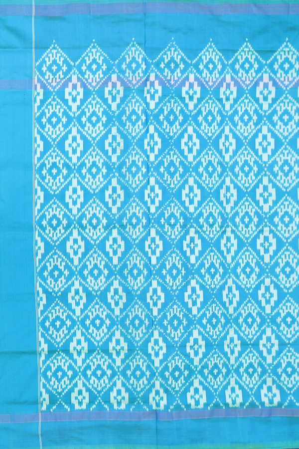 Pochampally Silk Saree In Royal Blue With Ikat Design